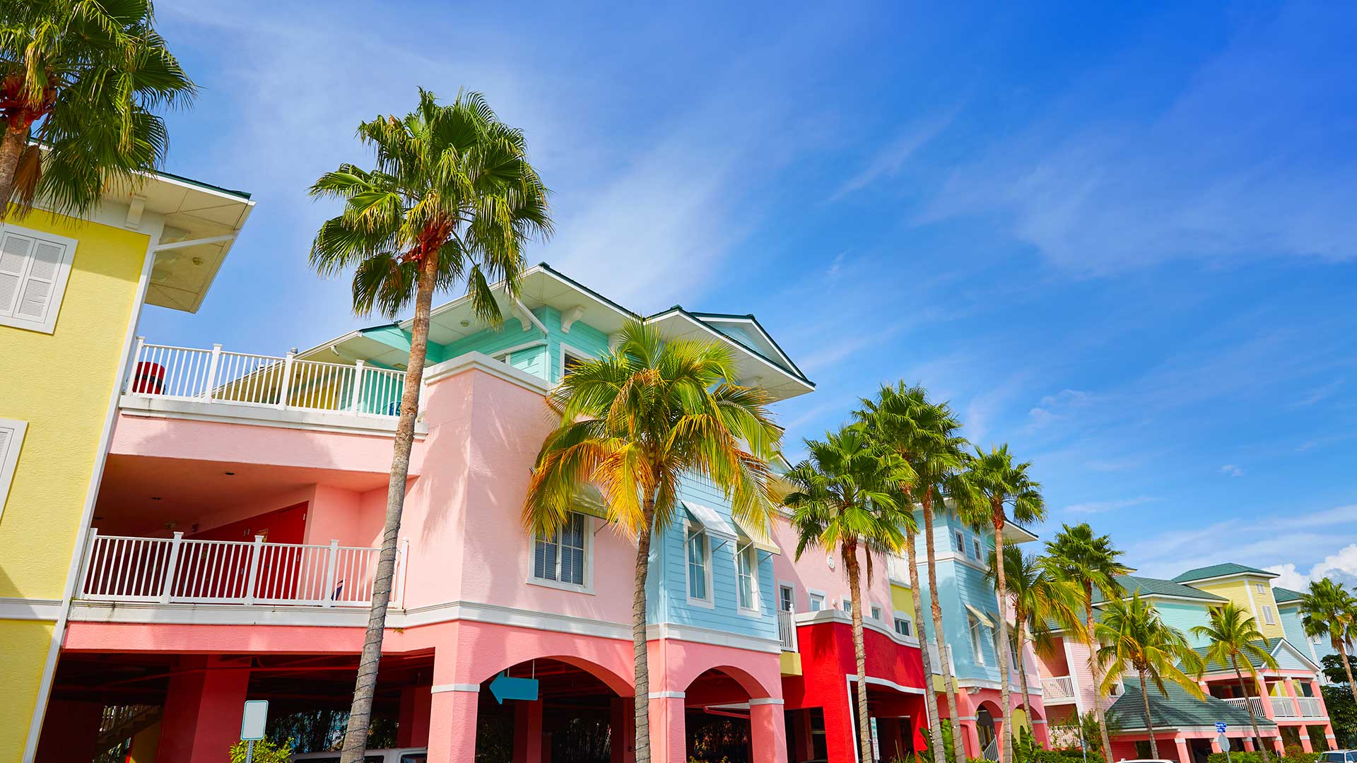 colorful facades and palm trees fort myers fl